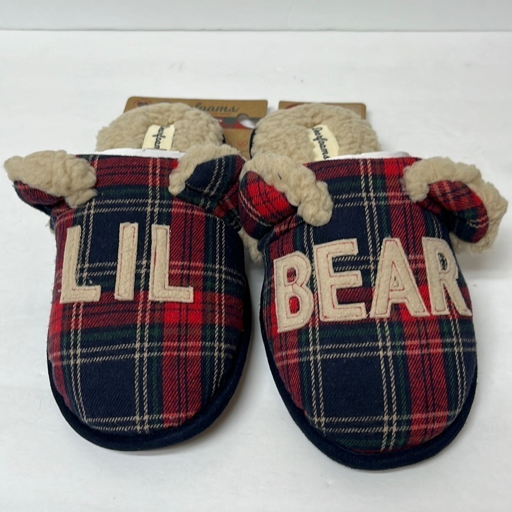 DEARFOAMS Men’s/Women's Buffalo Check Lil Bear Scuff Slipper. XXS
